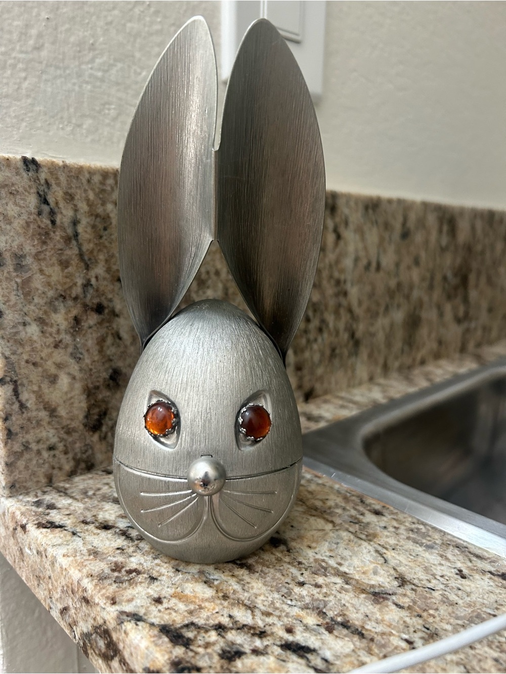 Napier Silver Bunny Figurine with Amber Eyes